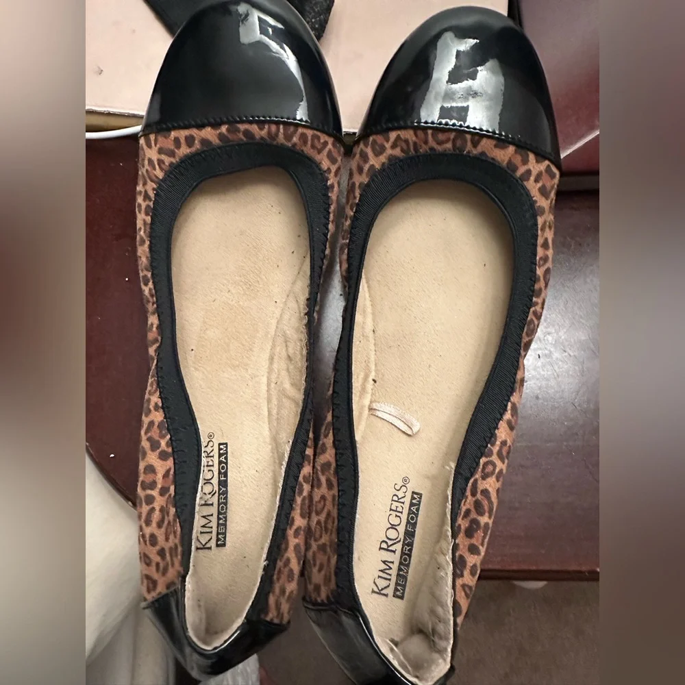 Kim Rogers Black and Brown Animal Print Flats